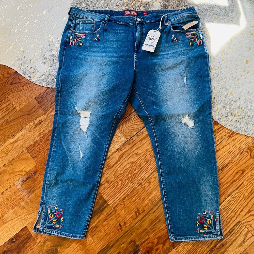 Lucky Brand Ginger Skinny Embroidered Jeans- NWT Plus Size